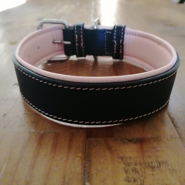 leather Dog collars black and pink