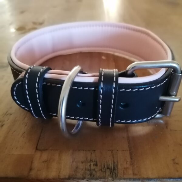 Black and pink leather dog collars uk